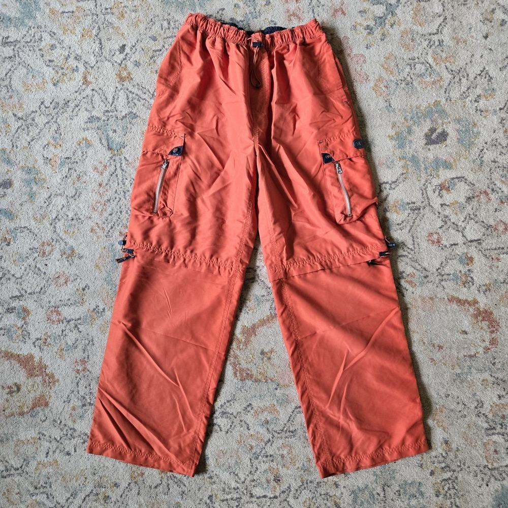 OTB Orange Convertible Pants Beige XL (18) Nylon Y2K Baggy Gorpcore 90s